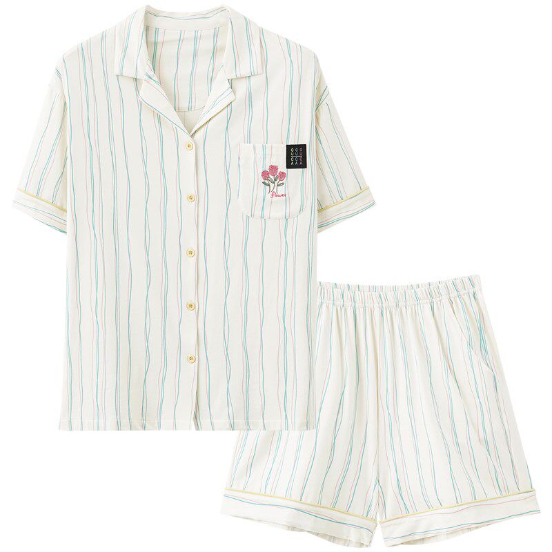 思莉太太睡衣女夏天凉感纯棉短袖网红风小个子女款夏季2023年新款