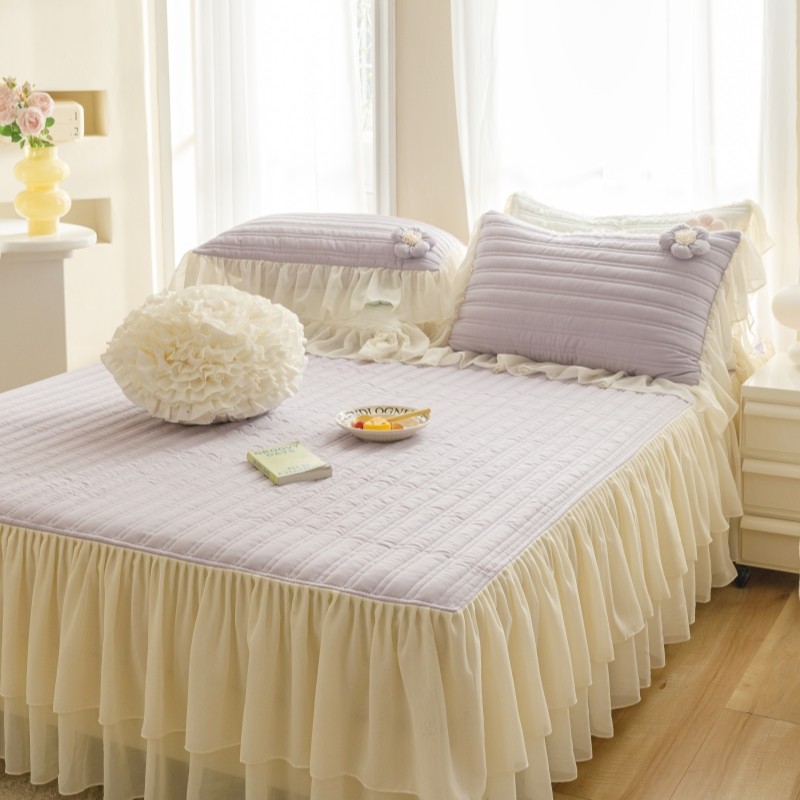 韩式A类水洗全棉单件夹棉床裙款四季通用公主风蕾丝花边床罩3件套,床上用品,床裙,淘宝优惠券,粉丝福利购,淘宝优惠卷