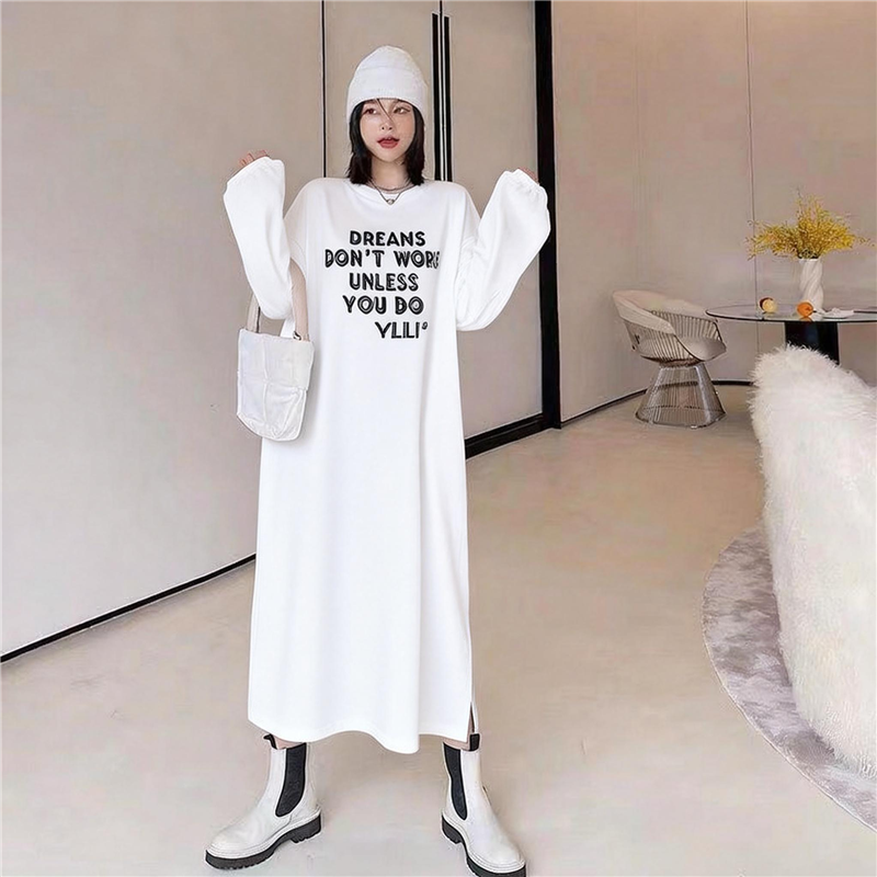 孕妇装慵懒风圆领T恤卫衣裙新款韩系小众设计感宽松显瘦连衣裙潮,孕妇装/孕产妇用品/营养,连衣裙,淘宝优惠券,粉丝福利购,淘宝优惠卷