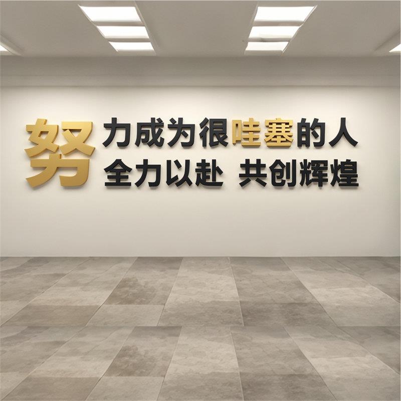 办公室装饰布置企业文化墙贴字3d立体员工激励志标语公司会议背景