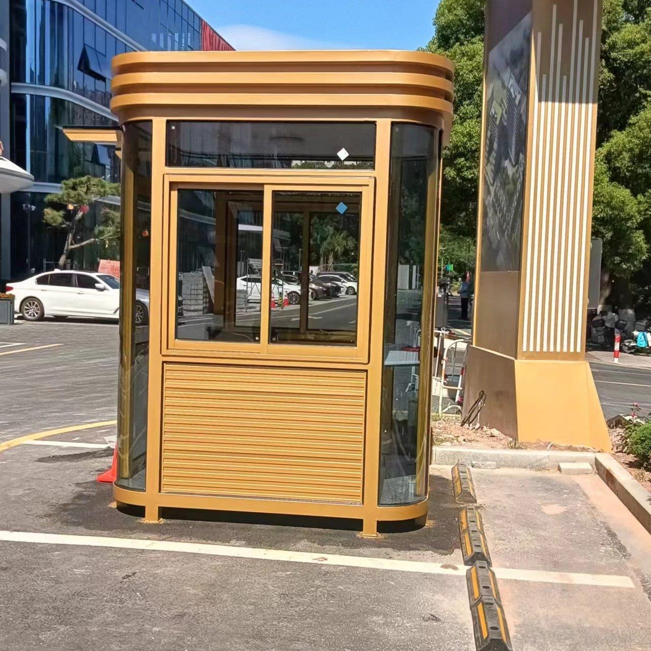 小区停车场圆弧钢结构岗亭成品现货保安站岗亭物业治安值班门卫亭