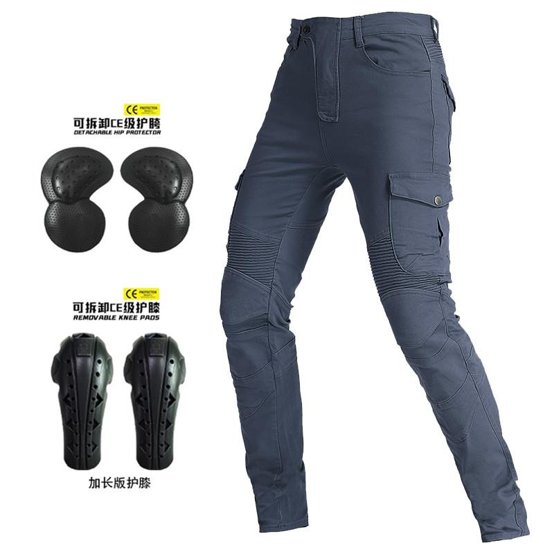 机车牛仔骑行裤男女服秋夏季骑士挡风护膝弹力工装裤机车防摔裤