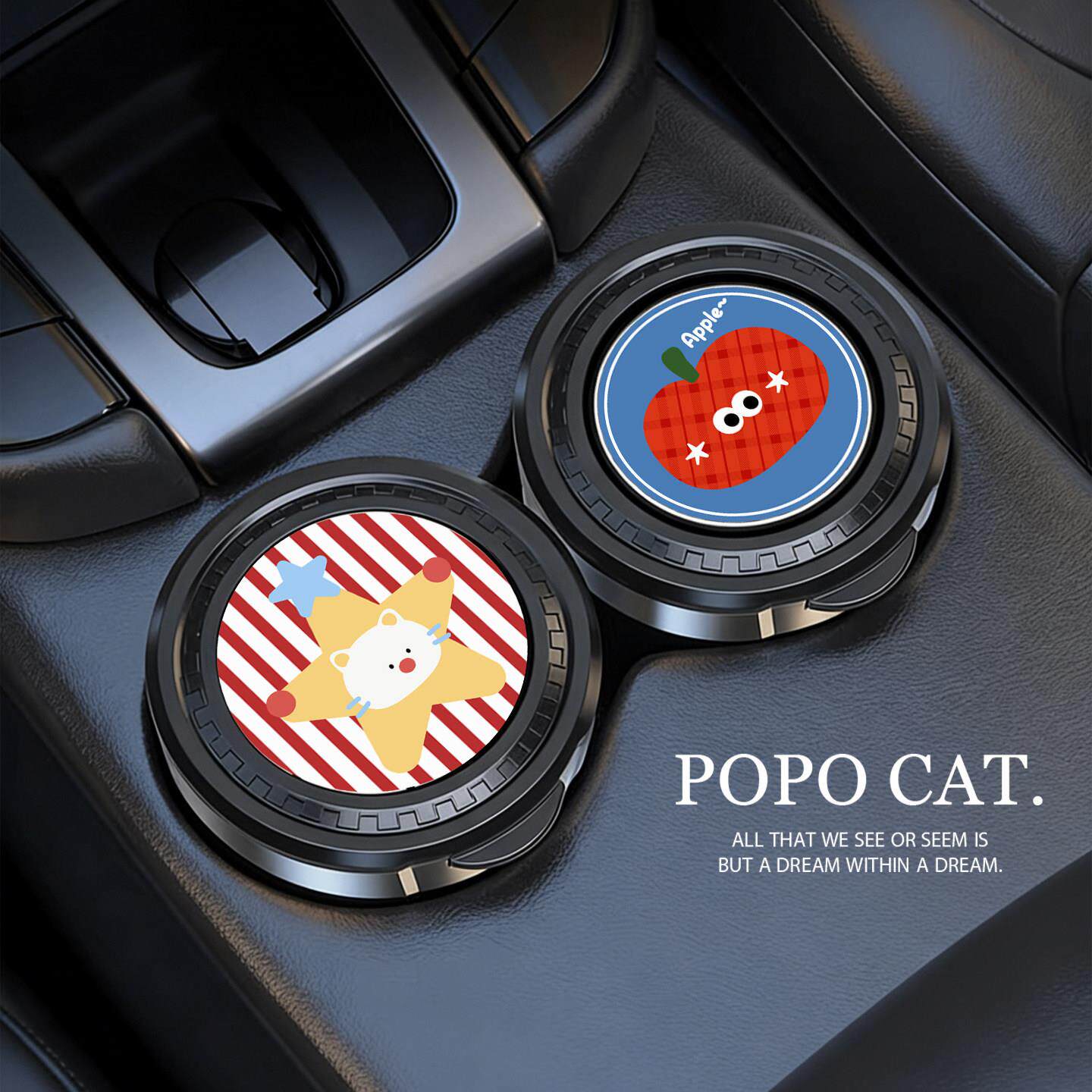 车载烟灰缸带灯创意汽车防灰飞烟灰缸高级感带盖烟缸车用内饰用品