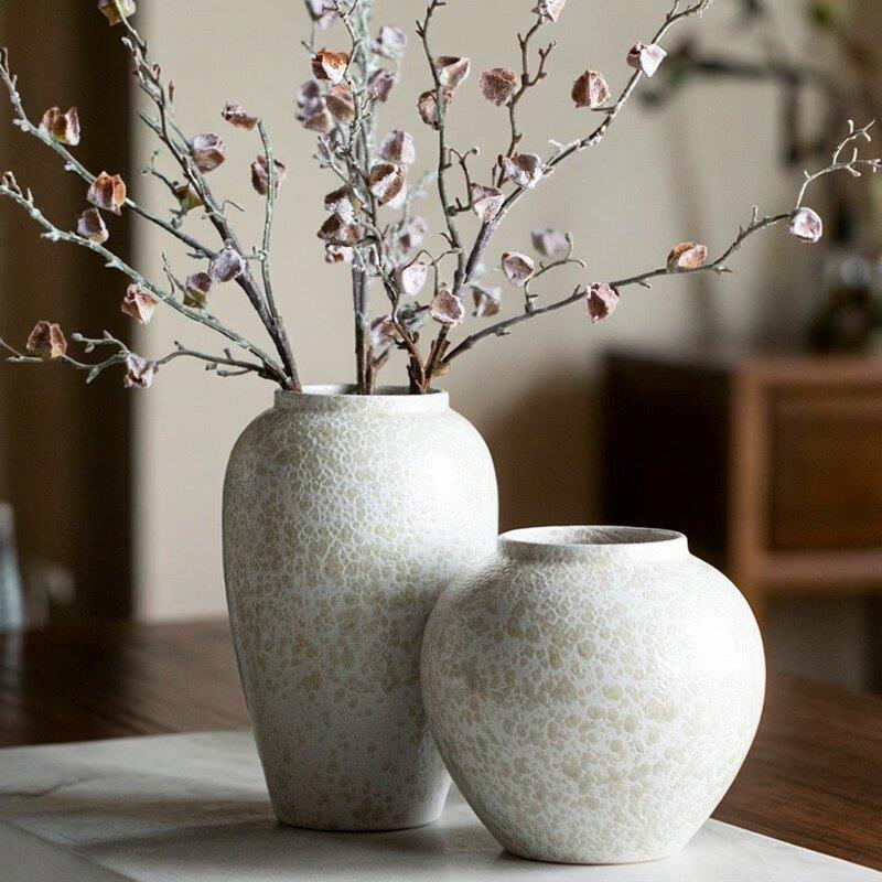 景德镇新中式白色陶瓷花瓶摆件客厅插花居家装饰养花瓶陶罐花器