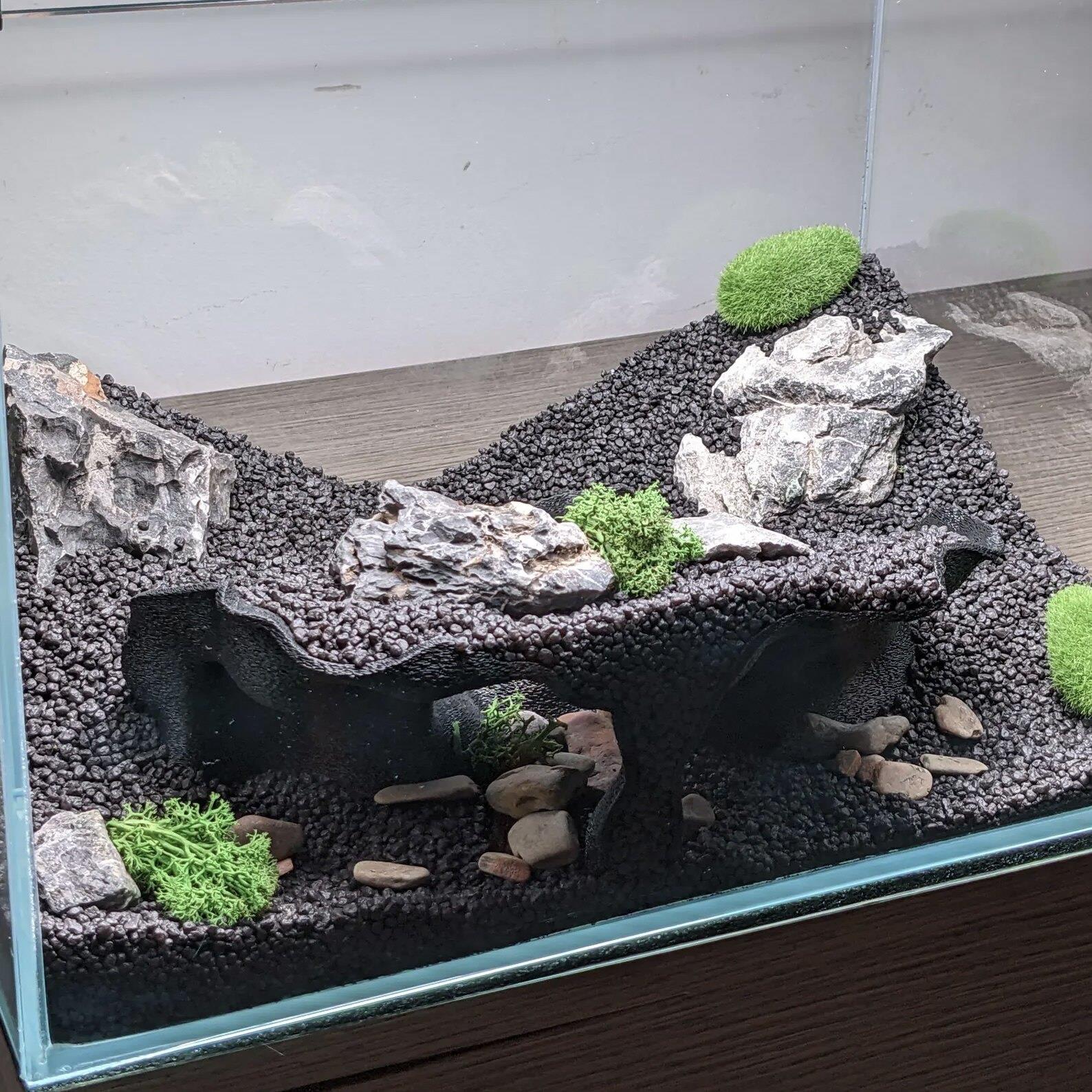 鱼缸造景三入口隧道鱼虾守宫蜥蜴躲避屋创意地下洞穴造景装饰