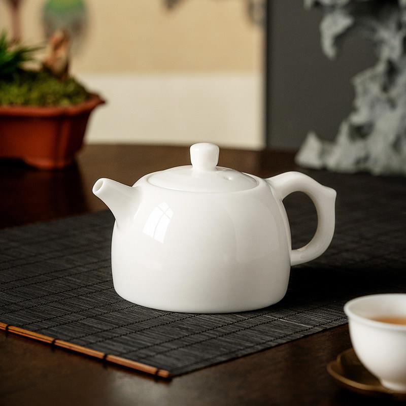 德化白瓷羊脂玉茶壶陶瓷泡茶单壶铁观音西施壶茶具套装功夫泡茶器