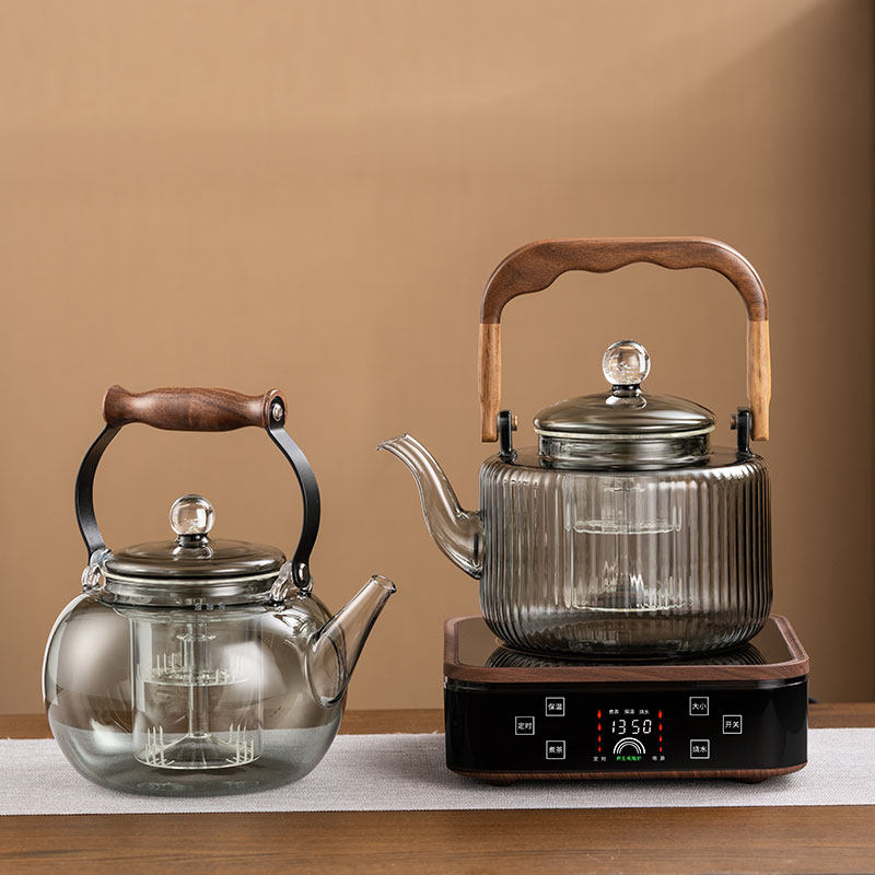 加厚玻璃煮茶壶耐高温蒸煮一体两用煮茶器喷淋式黑晶炉养生壶套装