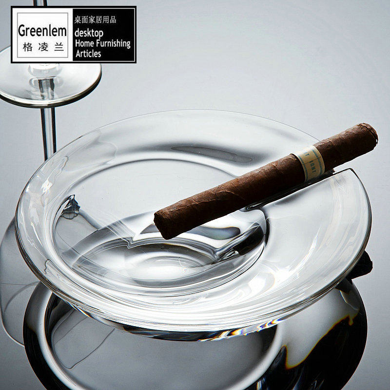 欧式风格雪茄缸家居装饰摆件客厅餐桌茶几水晶玻璃烟灰缸大小号