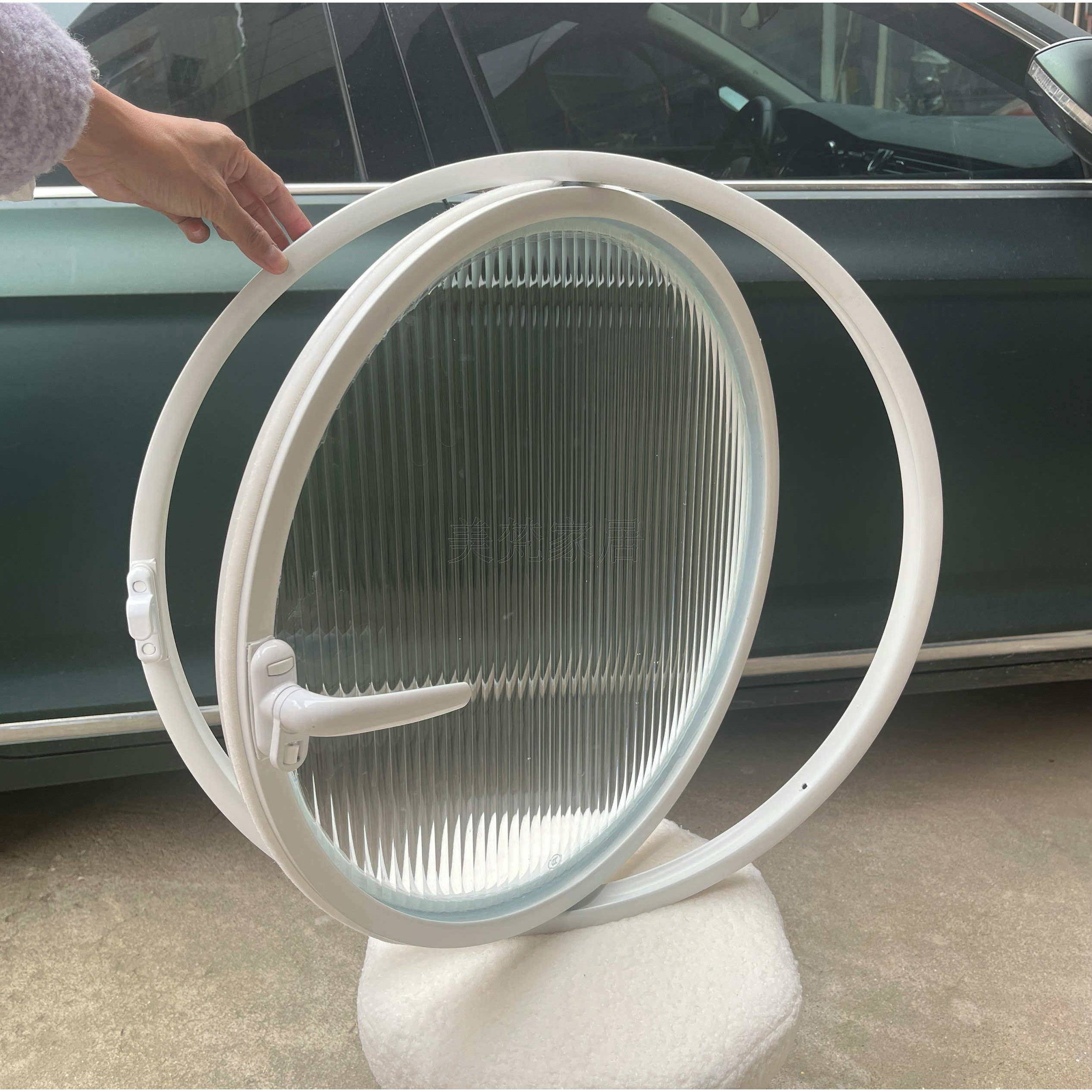 网红铝合金中轴旋转圆窗月亮室内防窥圆形玻璃窗阁楼景观艺术窗户