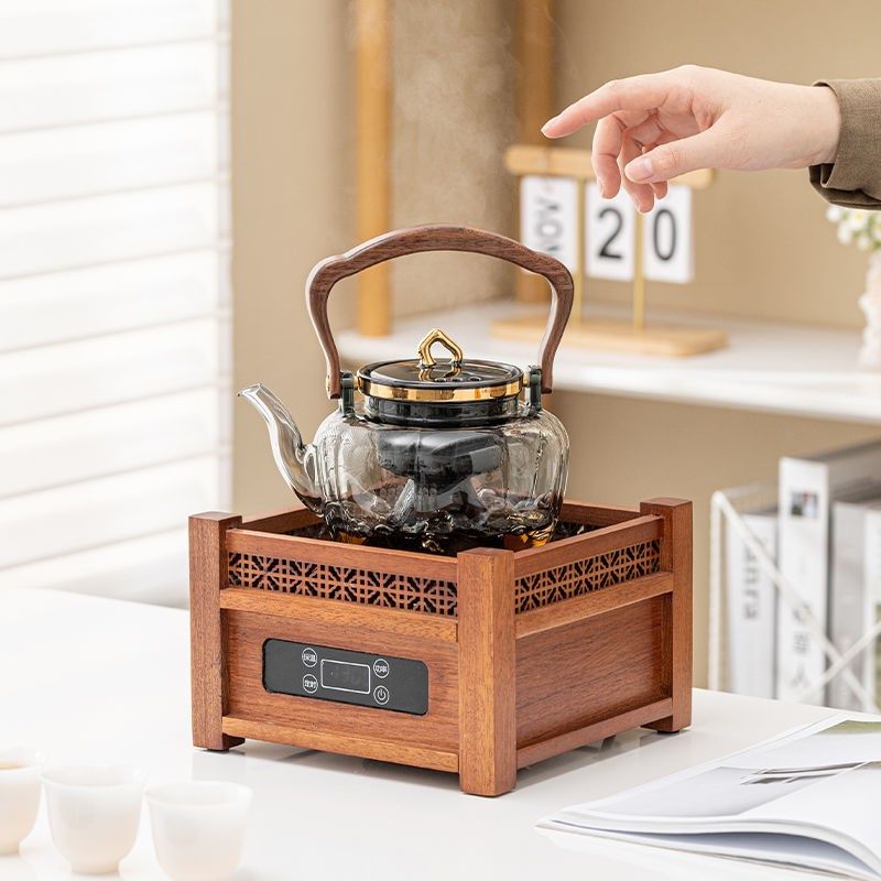 2025新款围炉煮茶中式胡桃木电陶炉高端蒸煮耐热玻璃提梁茶壶具器,餐饮具,煮茶炉,淘宝优惠券,粉丝福利购,淘宝优惠卷