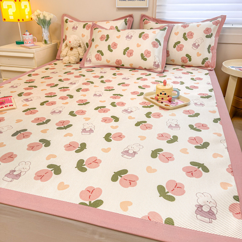 夏季冰藤席印花冰丝凉席三件套夏季空调席学生宿舍单人儿童床品,床上用品,藤席,淘宝优惠券,粉丝福利购,淘宝优惠卷