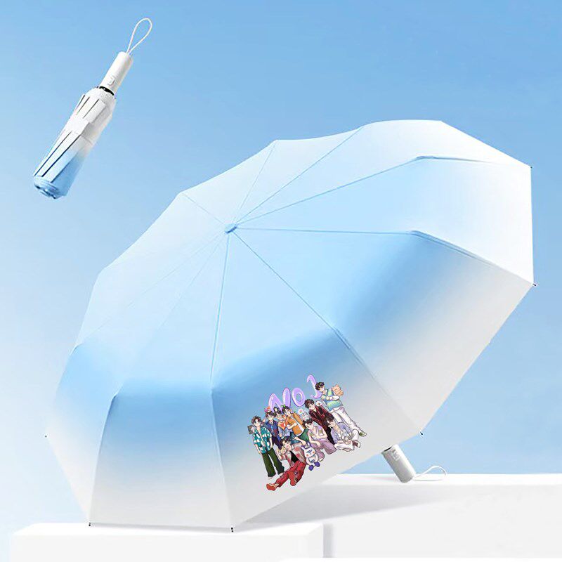 南波万蒲熠星郭文韬黄子弘凡名学跳地晴雨两用伞全自动防风渐变伞