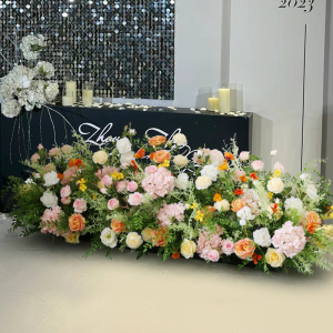 清新花艺布置婚礼展会场景装饰花卉仿真绢花插花背景装饰路引花排