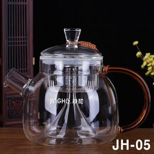 静和 现代 可加热耐热玻璃泡茶壶煮茶壶 家用茶滤 内胆 盖子单拍