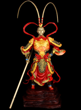 手工彩绘加底铜齐天大圣摆件铜孙悟空摆件