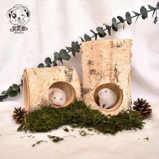 笑笑家仓鼠树洞窝躲避屋金丝熊房子木屋桦木玩具睡窝隧道造景用品