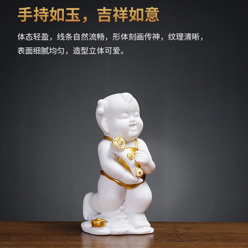 中式婚庆送礼男宝宝早生贵子金童玉女桌面摆件装饰婚庆办公室摆件