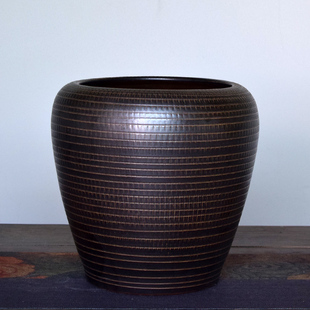 复古落地粗陶罐干枝花器插花无孔水培绿植种树盆桌面软装陶瓷花瓶