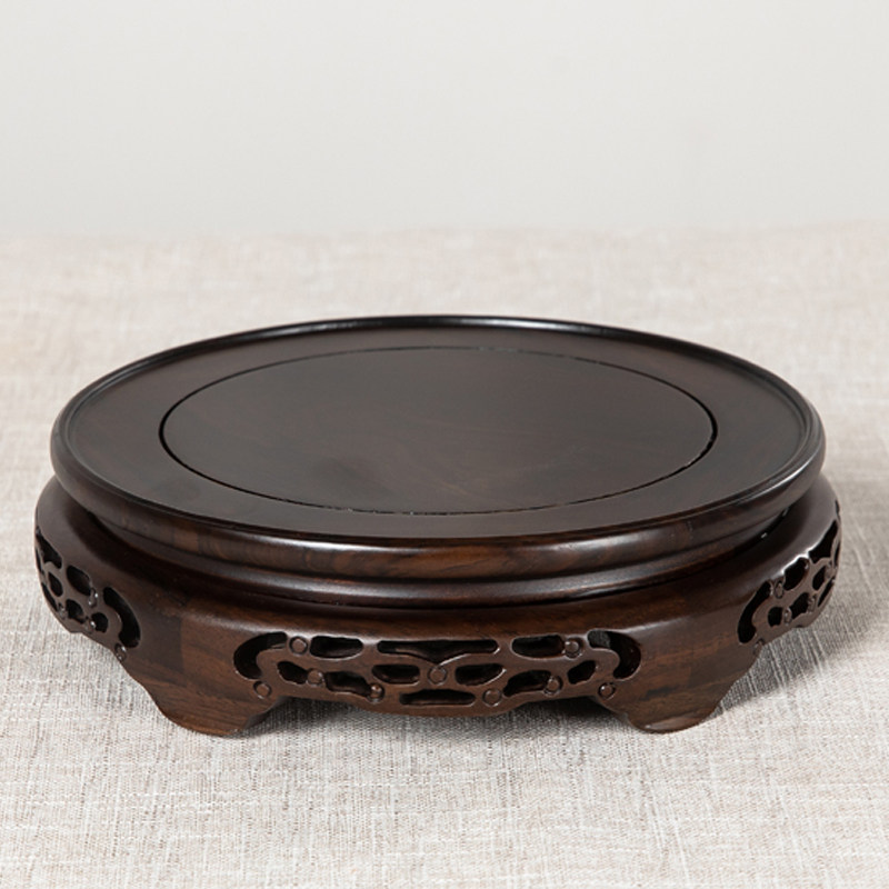 实木圆形花瓶花盆酒坛盆景摆件茶壶底座黑檀木水缸工艺品红木底托,家居饰品,木雕,淘宝优惠券,粉丝福利购,淘宝优惠卷