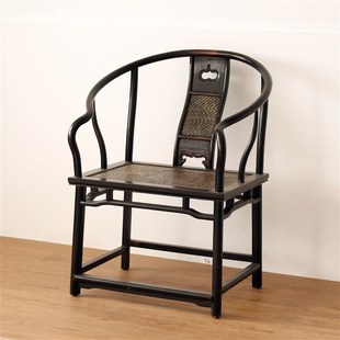 中式做旧藤面圈椅仿古太师椅茶椅围椅实木椅子靠背椅垂手扶手圈椅