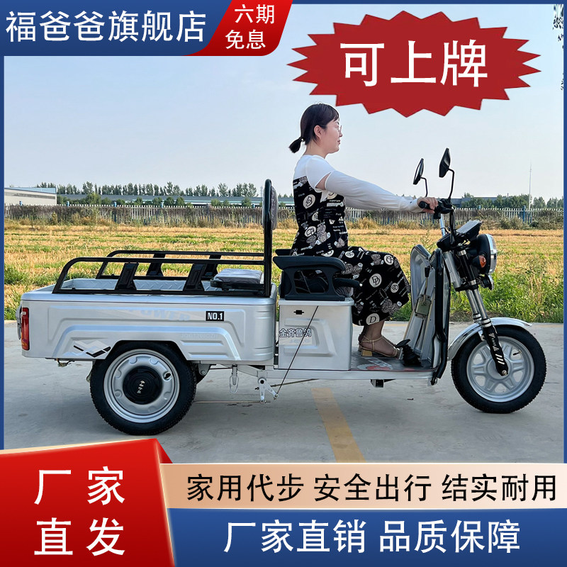 小巴士货斗电动三轮车拉货小型家用可上牌电瓶车农用电三轮三蹦子