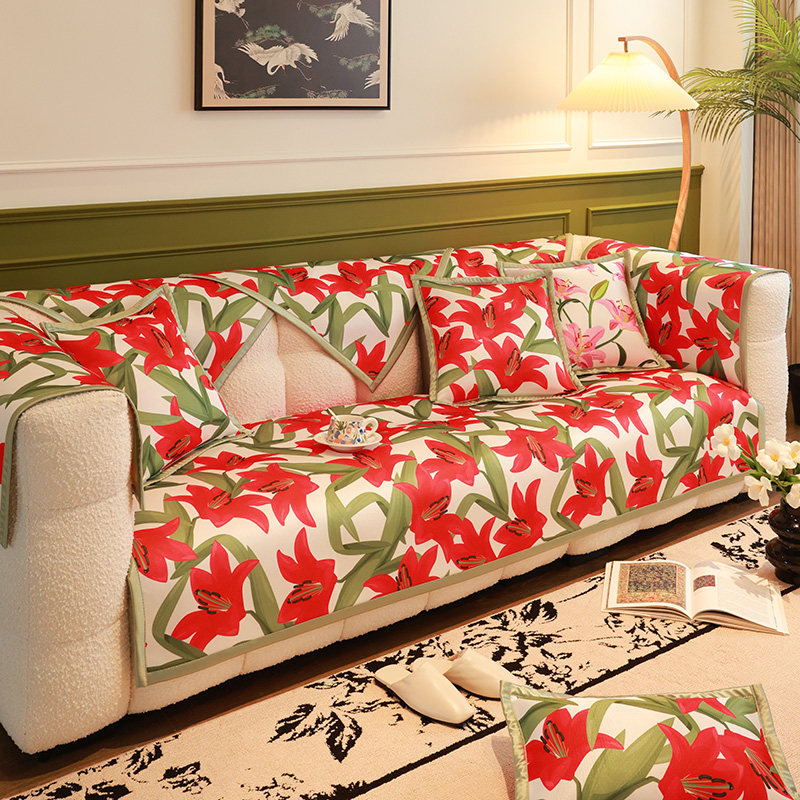 枕西湖田园风凉感冰丝沙发垫四季通用防滑透气坐垫套喜庆盖布巾罩,居家布艺,沙发垫,淘宝优惠券,粉丝福利购,淘宝优惠卷