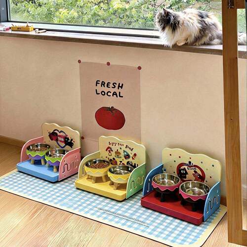 猫碗宠物餐桌猫食盆增高架猫咪饭碗大口径狗碗狗盆喝水碗保护颈椎