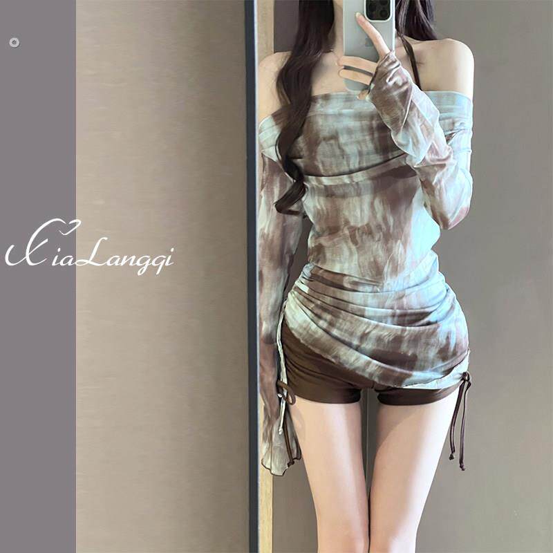 泳衣女款2025新款两件式比基尼三件套性感小胸聚拢遮肚显瘦海边度
