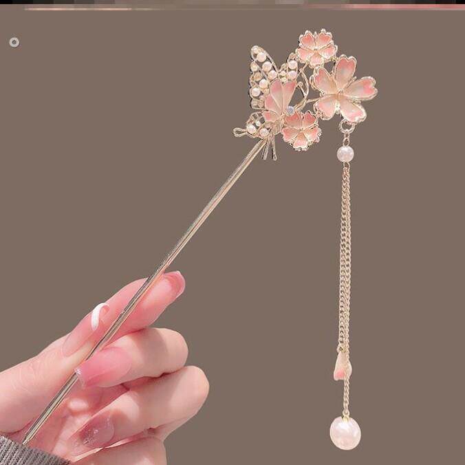 儿童发簪女古风簪子简约现代宫廷风女童汉服头饰流苏步摇发钗盘发