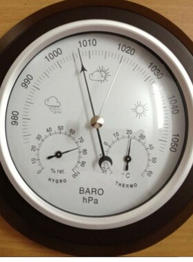 大气压计表,温湿度计表,时间钟表,三件套四功能木挂饰气象站
