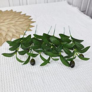 仿真橄榄叶绿植装小单枝枝橄榄叶客厅餐桌带果摄道具橄榄影婚庆饰