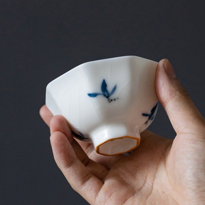 手绘兰花汝窑茶杯八方杯单杯开片可养月白品茗杯陶瓷茶盏个人专用,餐饮具,茶杯,淘宝优惠券,粉丝福利购,淘宝优惠卷