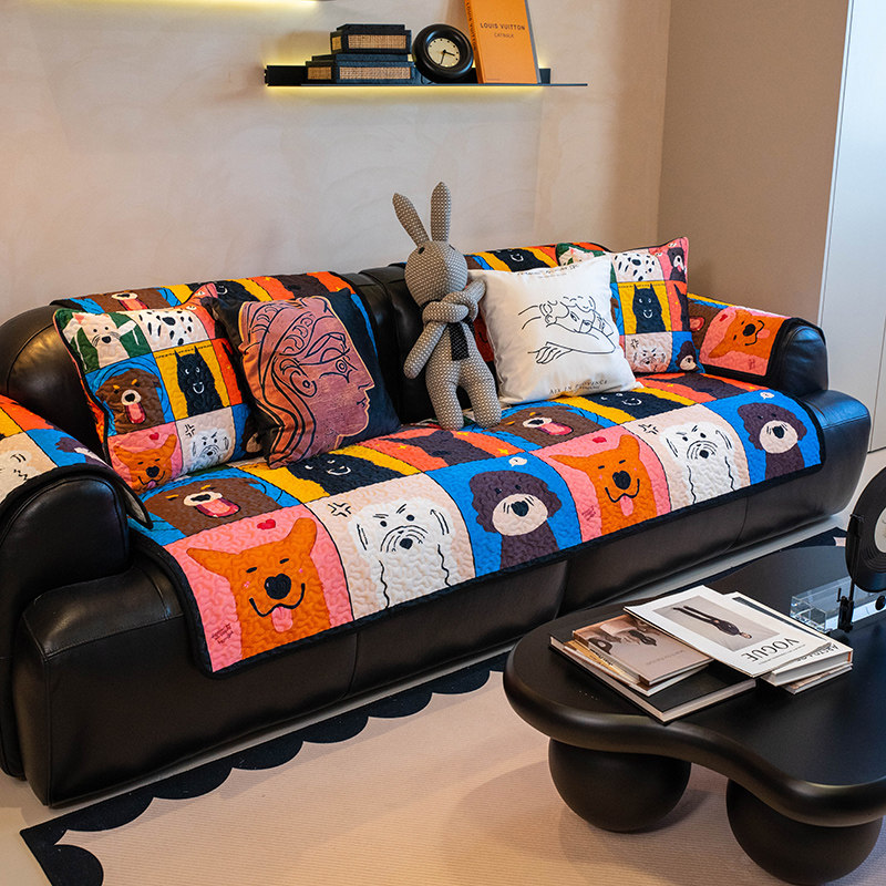 时尚卡通狗狗沙发垫可爱风加厚防滑坐垫四季通用毛绒沙发巾套罩盖,居家布艺,沙发垫,淘宝优惠券,粉丝福利购,淘宝优惠卷