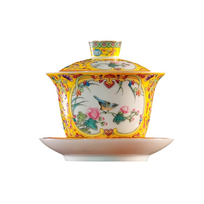 京隆堂三才盖碗单个不烫手家用陶瓷高端泡茶碗珐琅彩功夫茶具套装,餐饮具,盖碗,淘宝优惠券,粉丝福利购,淘宝优惠卷