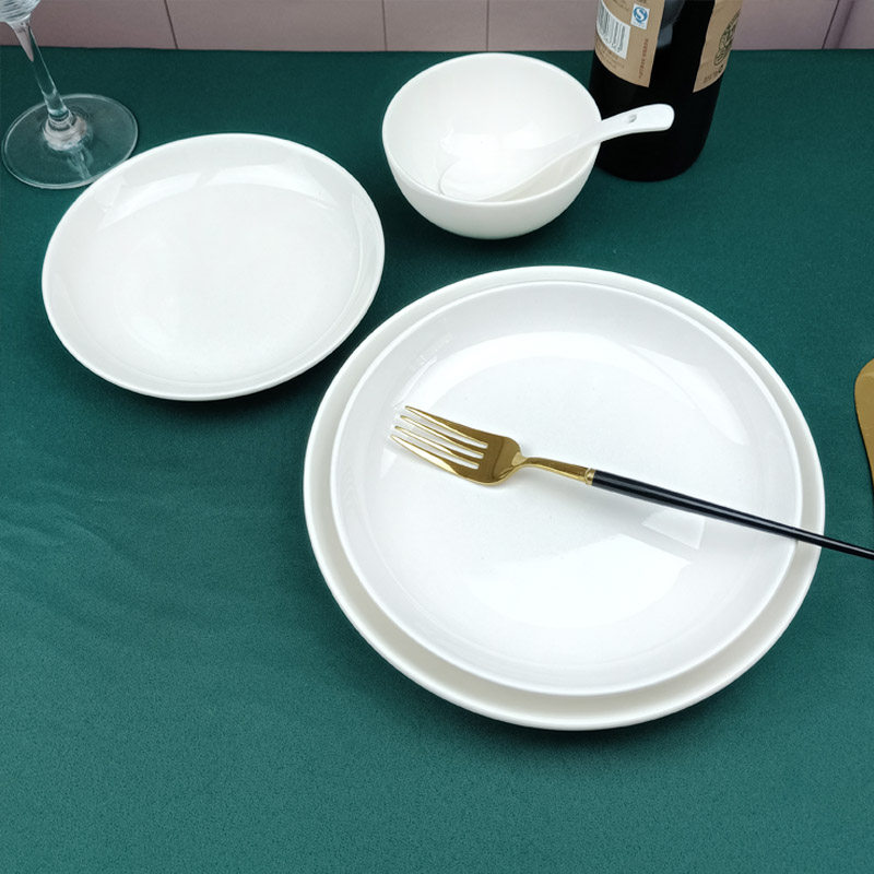 瓷盘子套装组合家用菜盘陶瓷装菜盘子盛菜烧炒菜白色便宜10个8寸9