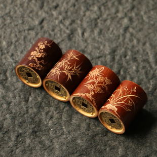 广西百年老煤竹纯手工精工雕刻茶道盖置壶盖置放竹雕茶具零配