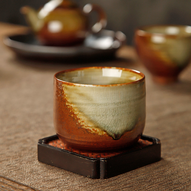 复古柴烧主人杯粗陶品茗杯茶盏家用陶瓷单杯功夫窑变茶杯喝茶杯子,餐饮具,茶杯,淘宝优惠券,粉丝福利购,淘宝优惠卷