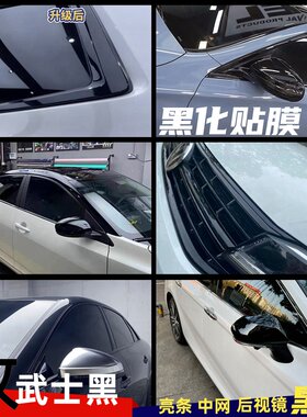 汽车镀络条亮条黑化改色ABC柱亚光磨砂亮光黑车顶后视镜中网贴膜