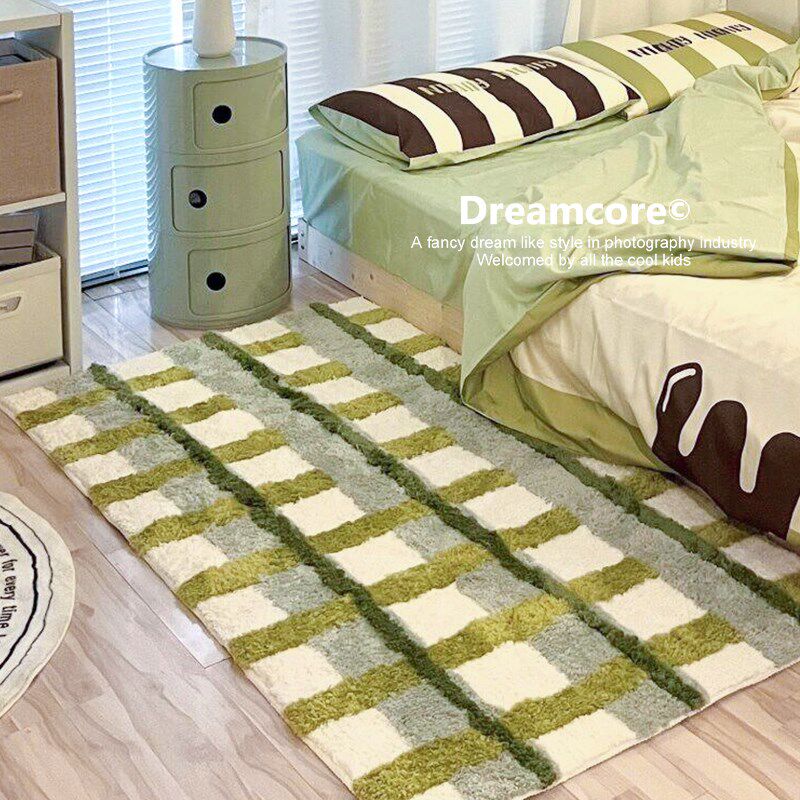 春日氛围感房间床边地毯卧室植绒毛毯地垫长条簇绒窗台垫子飘窗垫