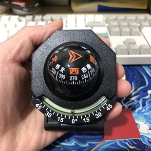 中文越野车载指南球+坡度二合一高精度夜光指北针汽车内饰专用