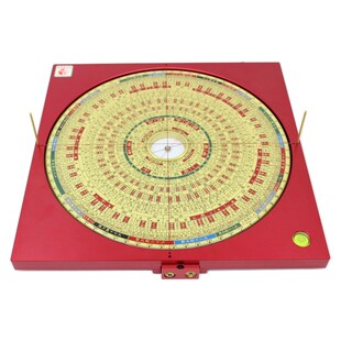 易仙强磁针8寸6三合绿激光罗盘仪旋转摆动精度高金色铝合金盘摆件