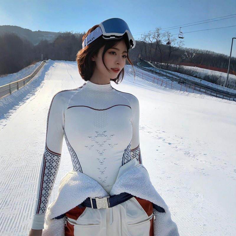 滑雪速干衣女款2025新款冬季运动压缩衣户外排汗发热衣裤