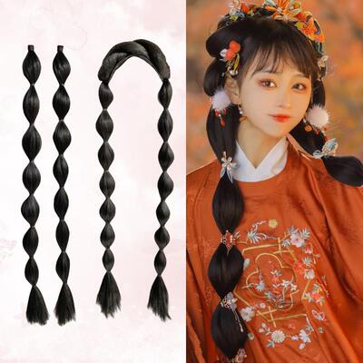 古装汉服假发马尾女加长网红灯笼泡泡玉米须儿童古风鱼骨麻花辫子