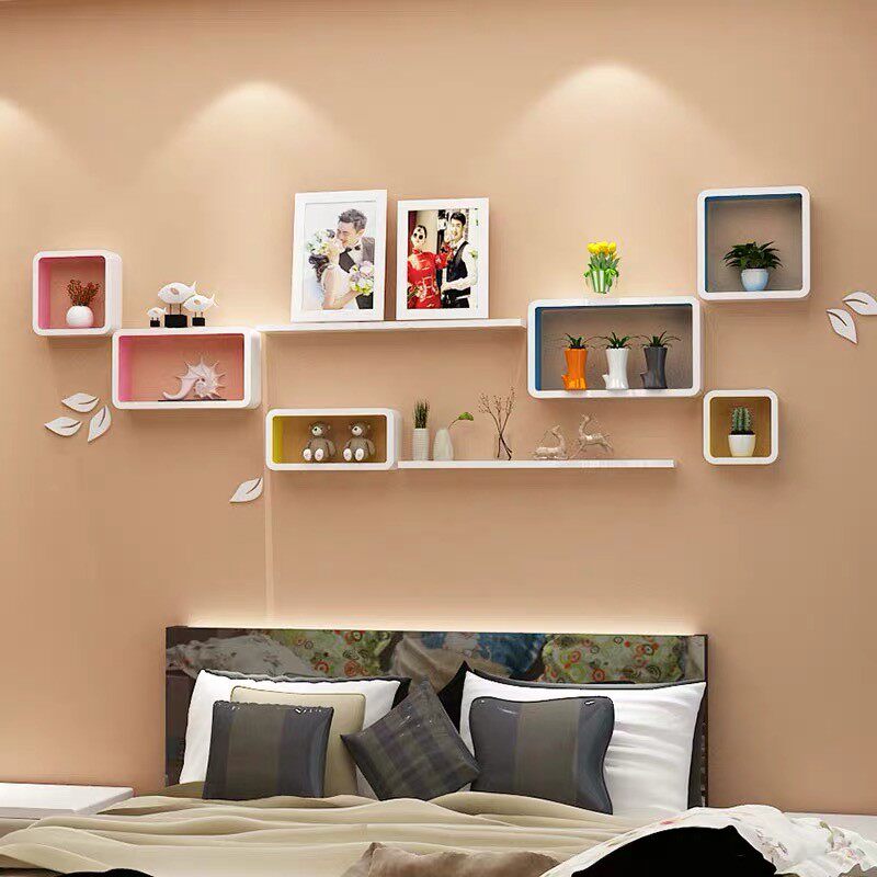 墙上置物架客厅电视背景墙柜装饰一字隔板卧室墙壁挂墙面创意格子