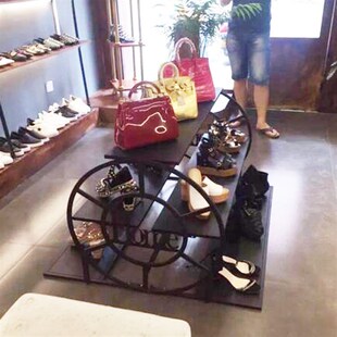 高跟鞋店展示柜女鞋店展示架包包流水桌台服装店高低货台橱窗中岛