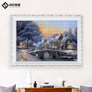 实木画框装裱平图A3a4拼图框架1000片300块定制500相框大尺寸挂墙