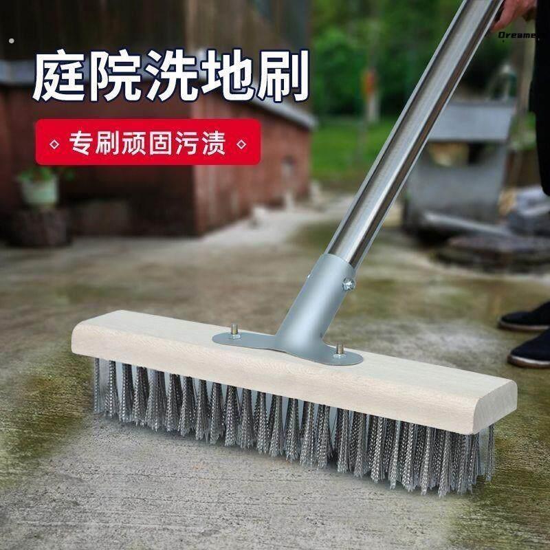 不锈钢丝地刷长柄加密长杆刷子硬毛家用除青苔庭院清洁刷洗地厂家