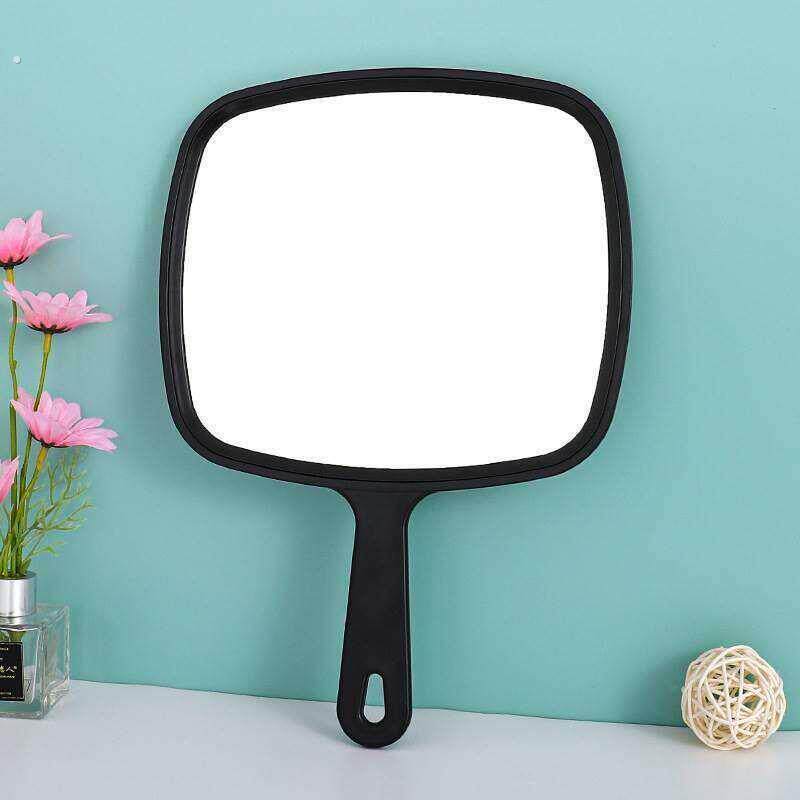 特大号高清化妆镜方形手柄镜圆形可携式手持镜美容院发廊镜子化妆