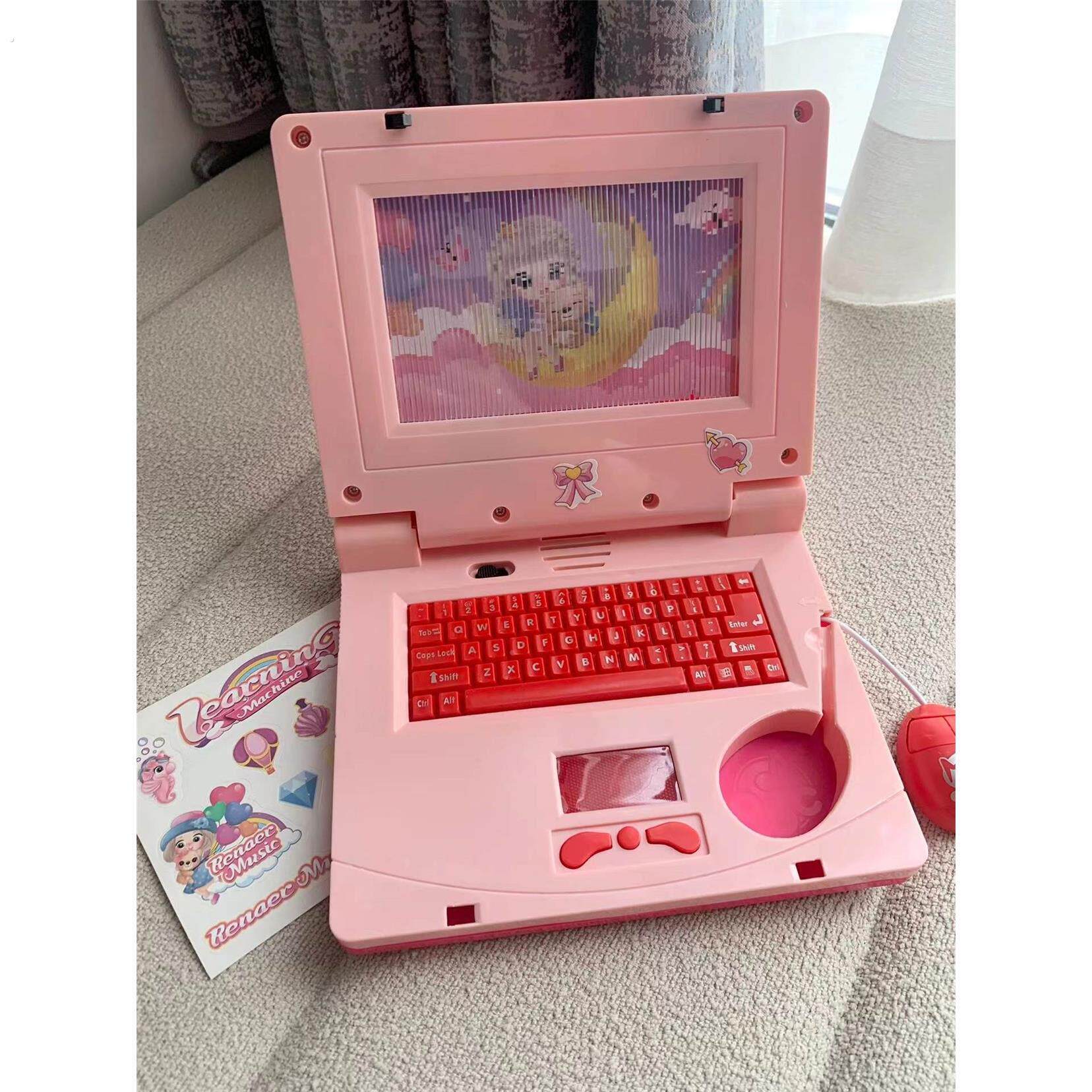 外贸英文彷真笔记本电脑模型儿童早教玩具礼物可伸缩鼠标打字键盘