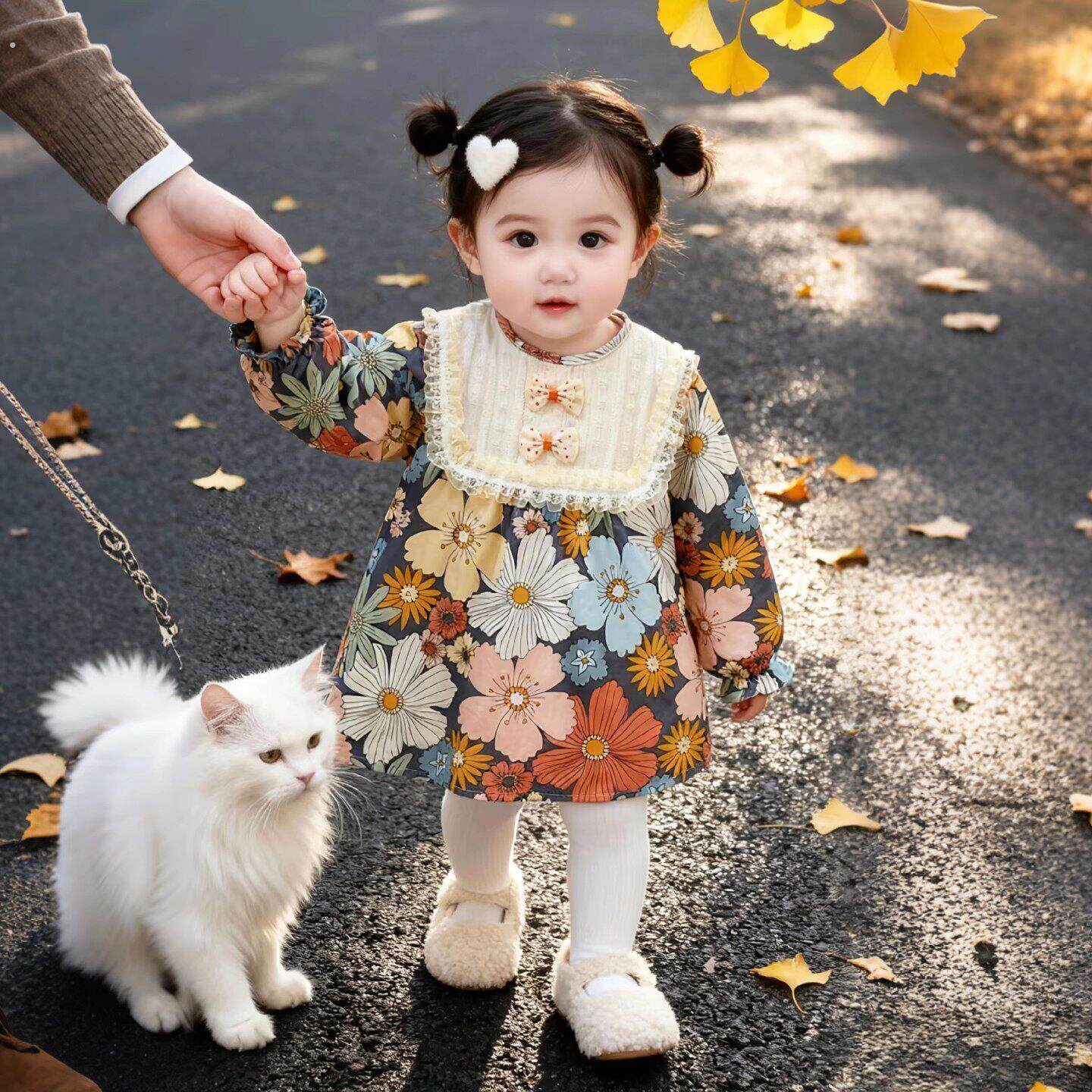 儿童长袖纯棉罩衣洋派秋冬季女宝宝防污护衣婴幼儿吃饭围裙反穿衣